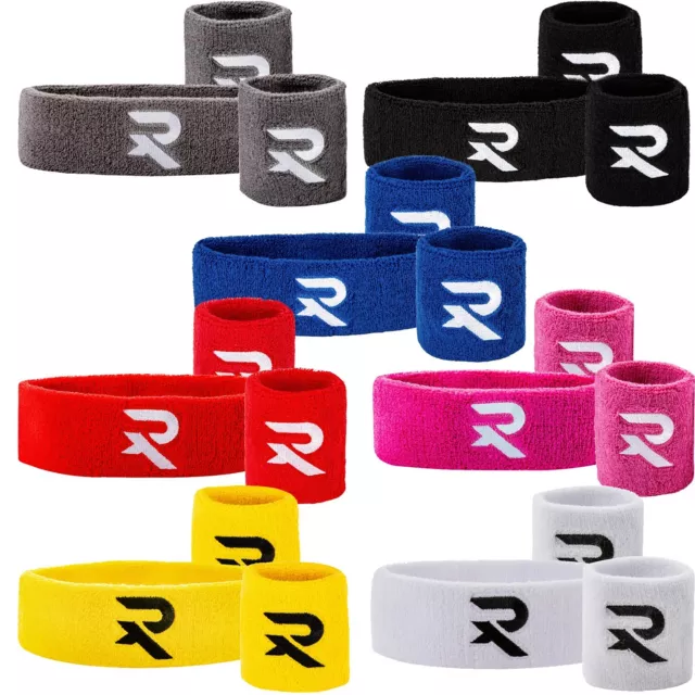 Sports Wrist Sweatbands & Headband Set Cotton Squash Tennis Fitness Raquex