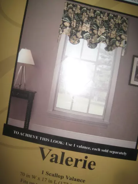 Bed Bath&Beyond Scalloped LINED Valance70WX17"L -VALERIE PATTERN-JACOBEAN FLORAL