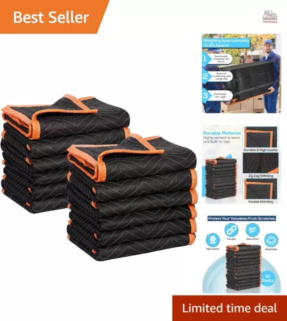 Heavy Duty Padded Moving Blankets - 72" x 80", 6 Pack - Orange/Black, Dual-Sided