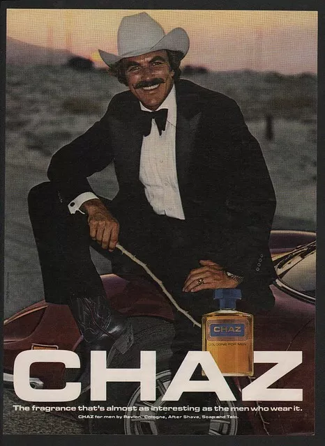 1981 CHAZ Cologne - TOM SELLECK - MAGNUM P.I.- BLUE BLOODS VINTAGE ADVERTISEMENT