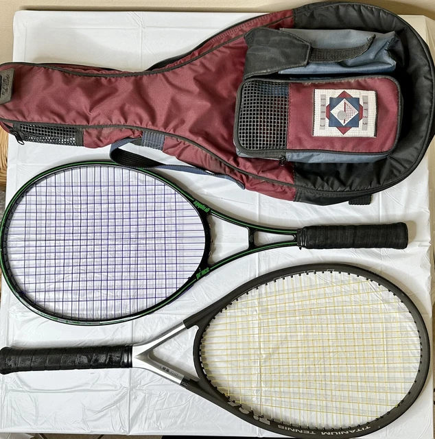 LOT OF 2 - Head Titanium TiS6 & Prince Graphite Tennis Rackets W/ Vtg Ogio Bag