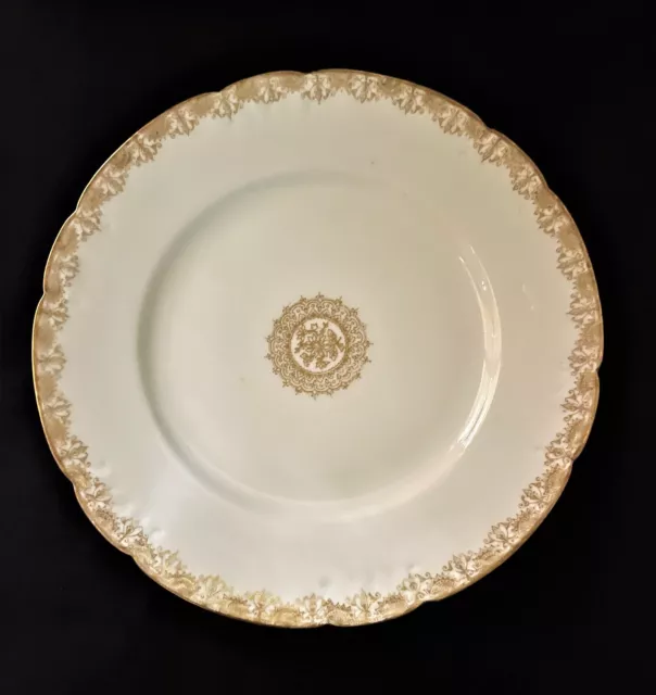 Rare LS & S/PM Mavaleix Limoges White Gold Medallion Plate France 1908-1914