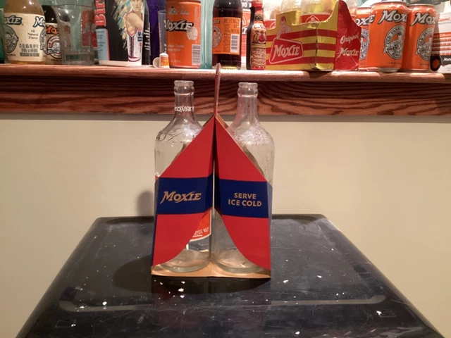 Rare Vintage Original Pair of MOXIE Antique Bottles with 2 pack Cardboard Carton