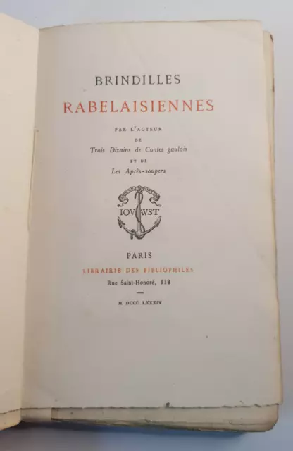 JAYBERT LEON - Brindilles Rabelaisiennes. Trois Dizains De Contes Gaulois - 1884 2