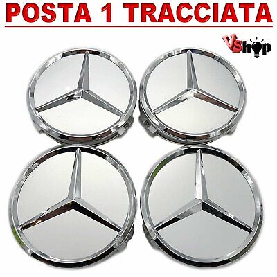 BLU 4 TAPPI COPRIMOZZO 75MM blu PER MERCEDES BENZ CERCHI LEGA CLASSE A B C E GLE 