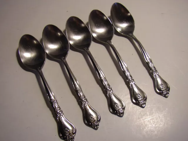 5 PC Rogers Kings Berry Stanley Roberts Stainless Oval Soup Spoons 7" Glossy