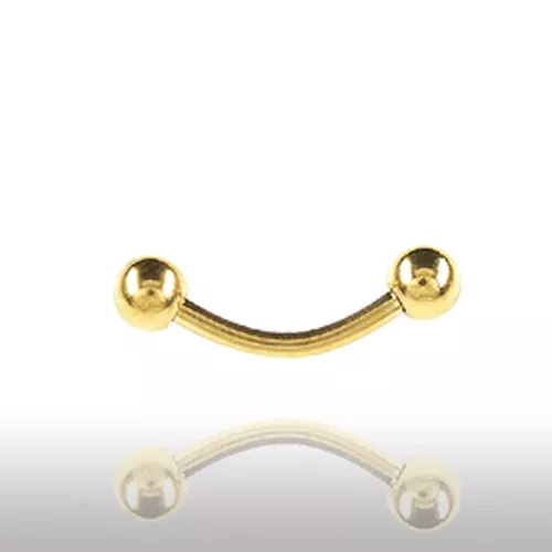 1,2mm GOLD Piercing Banane Stab L:6-12mm Augenbrauen Ohr Kugel Bananabell Brustw