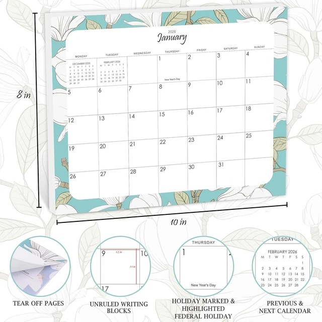 2026 MAGNETIC CALENDAR for Refrigerator - 18 Month Floral Design Fridge ...