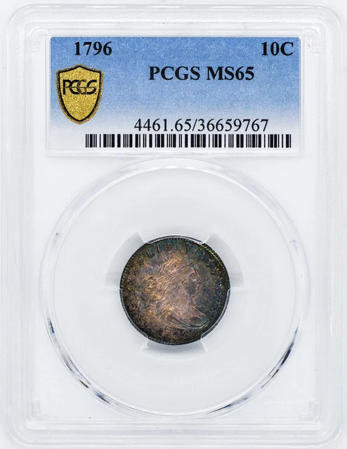 1796 Draped Bust 10C Pcgs Ms 65