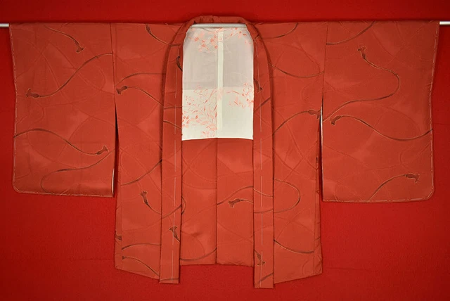 Vintage Japanese Kimono Silk Antique BORO HAORI Kusakizome Dyed/B360/585