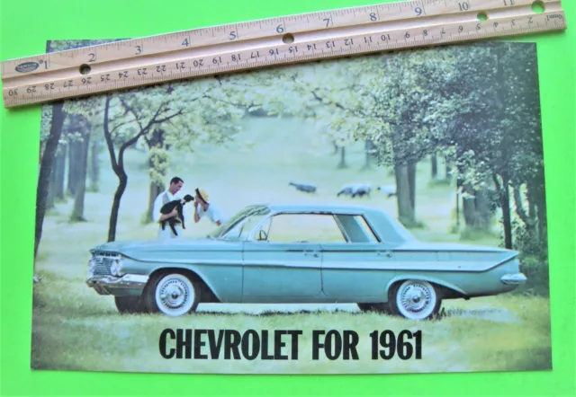 1961 CHEVROLET DLX 12-pg COLOR CATALOG Brochure IMPALA Bel Air CORVETTE Corvair