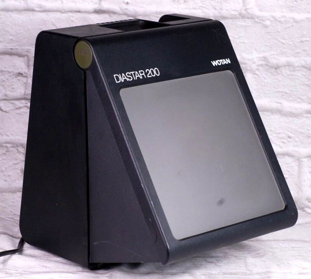 Visor de diapositivas de escritorio Wotan Diastar 200 35 mm tamaño grande década de 1980 probado/funcionando