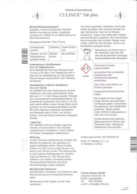 Culinex Tabletten gegen Mücken (auch Trauermücken) Doppelpackung (2x10 Stück) 3