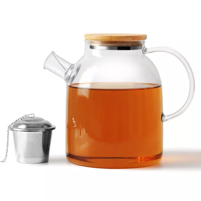 TMOST 54oz/1600ml Glass Teapot with Infuser Glass Kettle Pitcher Loose Leaf Tea