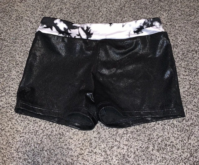More Than Magic Girls Black Marble Trim Shorts Dance Gymnastics Size Small 6/6X