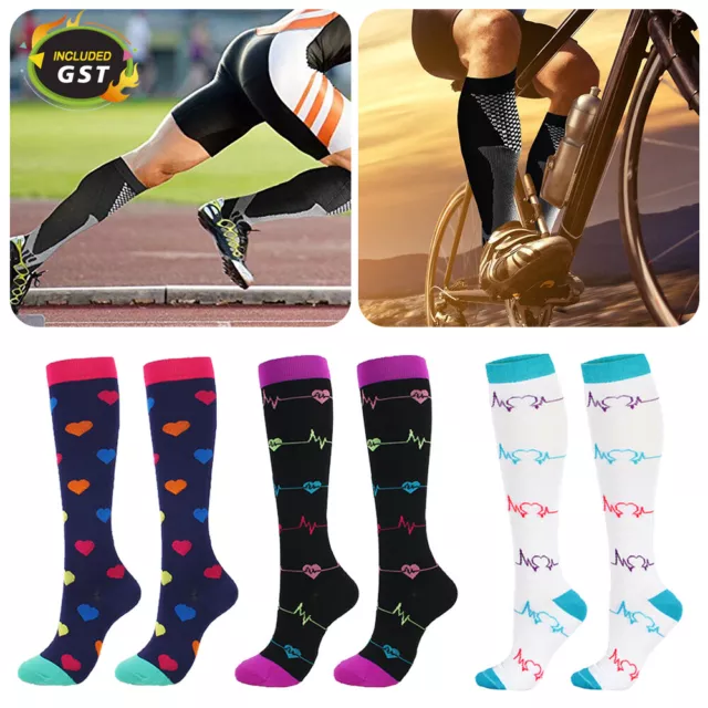 2 Pairs Miracle Copper Compression Socks Anti Fatigue Unisex Travel DVT Comfort