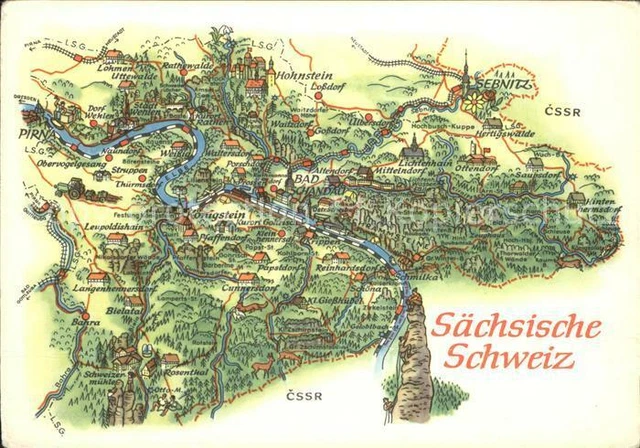Schsische Schweiz Karte Sehenswrdigkeiten