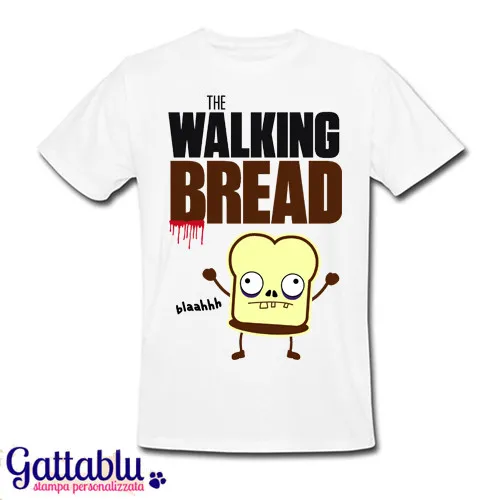 T-shirt uomo The Walking Bread pane zombie divertente, The Walking Dead inspired