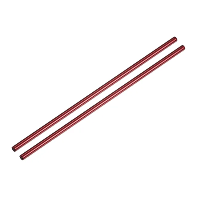 Reusable Metal Straws 2Pcs, Stainless Steel Straight Straw 10.5" Long - Red