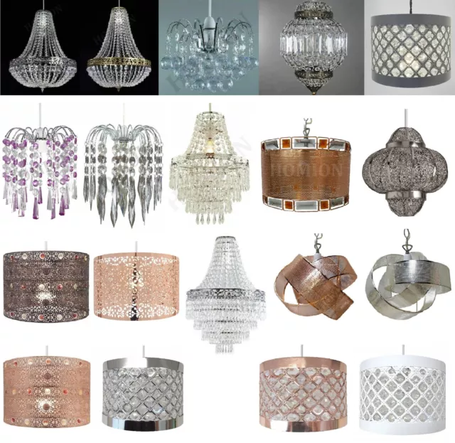 Chandelier Style Modern Ceiling Light Shade Droplet Pendant Acrylic Crystal Bead