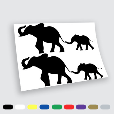 Adesivi in vinile Stickers Prespaziati Elefanti Famiglia Auto Notebook Moto Pc