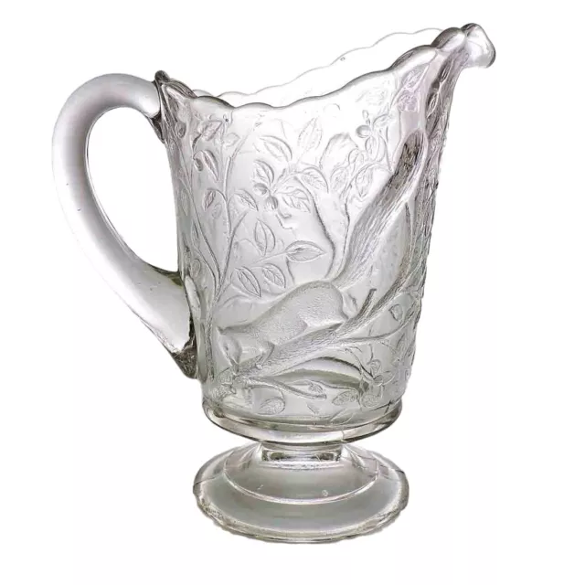 EAPG Early American Pattern Glass Pitcher Squirrels 8.75” Clear 1890’s Antique