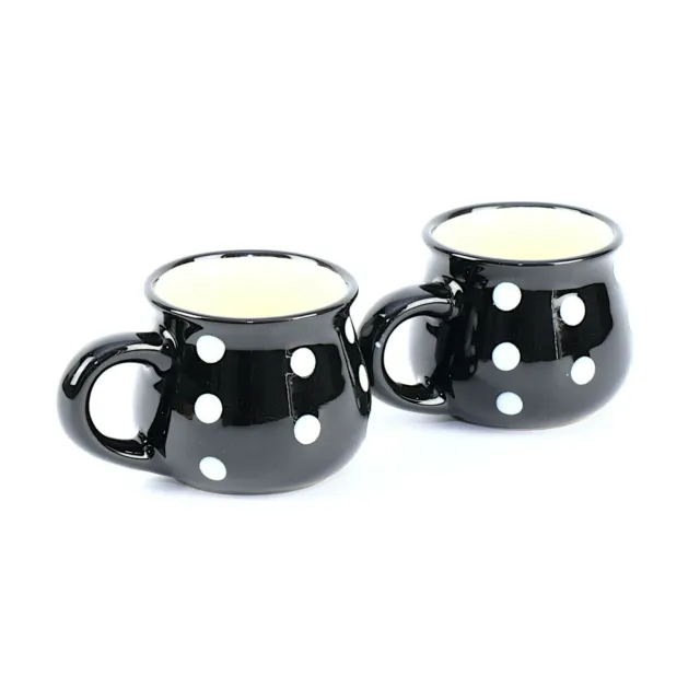 1 - 6er Set Espressotassen Kaffeetassen Kaffeebecher Gepunktet Keramik 75ml