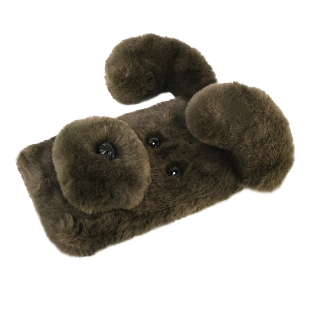 Doux chien en peluche à motifs cas de téléphone mignon mode hiver garder 7