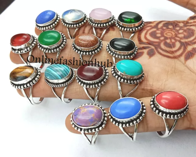 Cheroite & Mix Gemstone 925 Sterling Silver Plated Wholesale Lot Rings Jewelry
