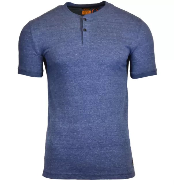 Superdry kurzärmeliges Henley-Herren-T-Shirt mit Knopfleiste marineblau cremeweiß 2