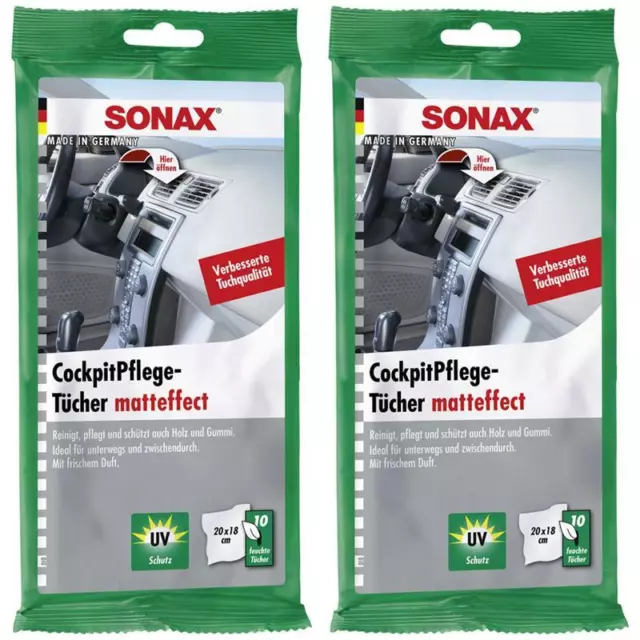 2 x SONAX CockpitPflegeTücher matteffect Haushalt Kunststoff Holz Gummi