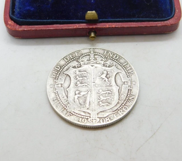 King Edward VII .925 Silver Half Crown Coin Fair Condition 1908 Antique