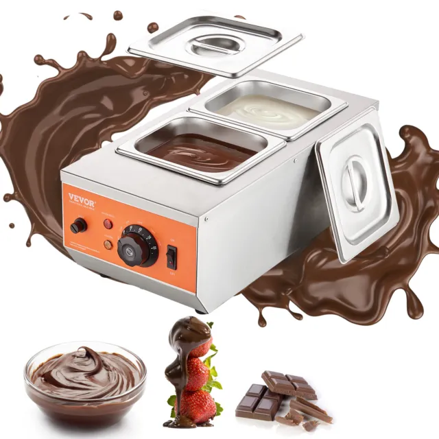 VEVOR Máquina de Templado de Chocolate 800 W Acero Inoxidable 2 Tanques de 1,5 L