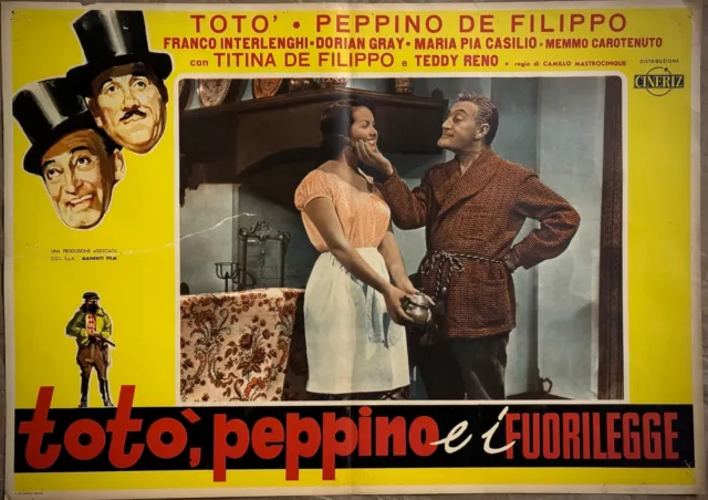 TOTO',PEPPINO E I FUORILEGGE- Fotobusta originale-Toto', Dorian Gray - 1956 -