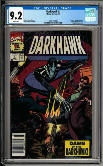 Darkhawk #1 (1991) CGC 9.2 NEWSSTAND White Pages! Origin & 1st Appearance!!