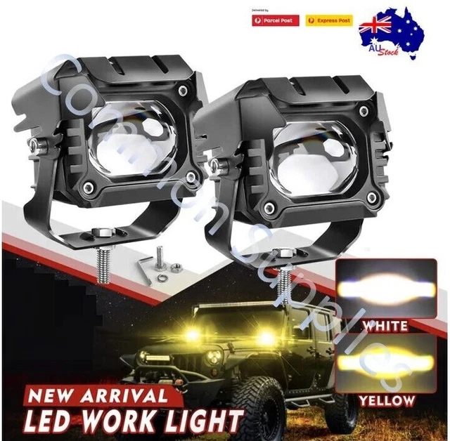 2 x 3inch LED Work Spot External Pod Fog Lights Bar Reverse Driving Yellow White