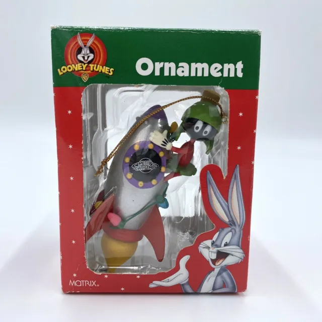 1998 Matrix Looney Tunes Marvin the Martian on Rocket Christmas Ornament