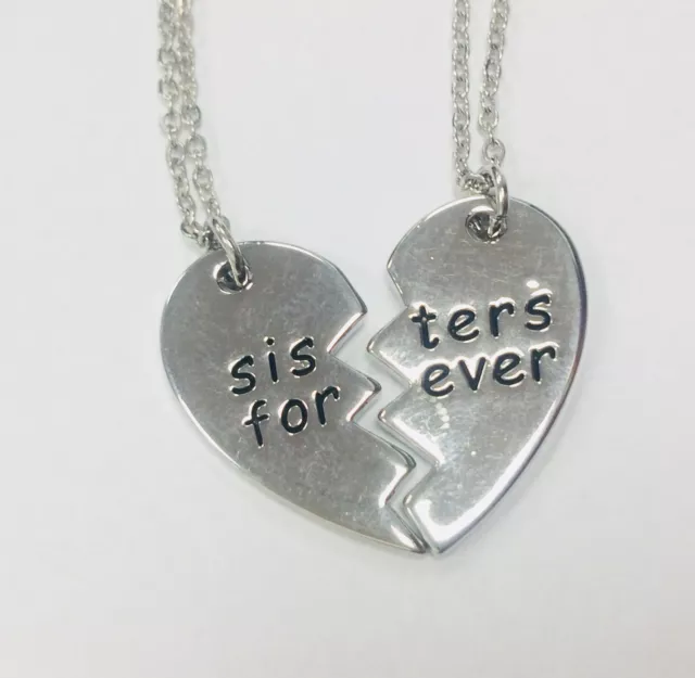 Sœurs Forever 2 X Collier Mizpah Pendentif Fendu Breloque Cœur 14.99 Cadeau