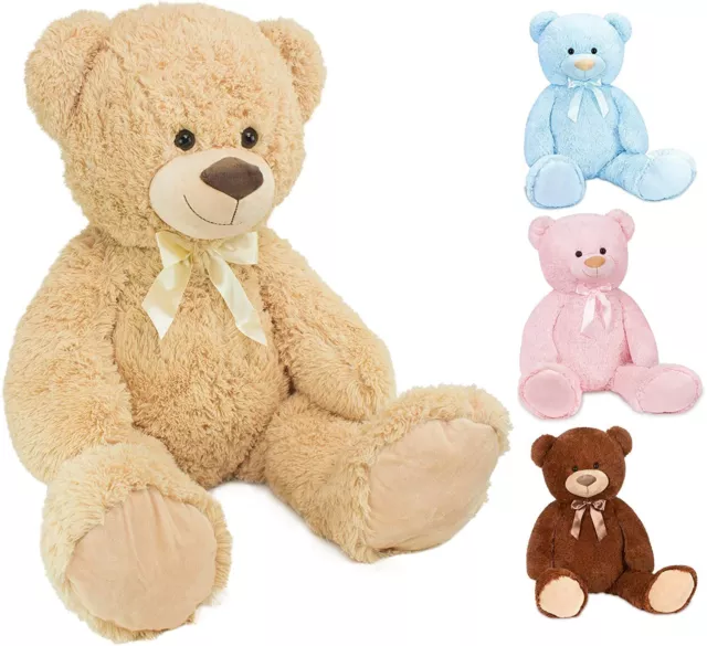 BRUBAKER XXL Teddy Bär 100 cm mit Schleife Kuscheltier Plüschtier - 4 Farben NEU