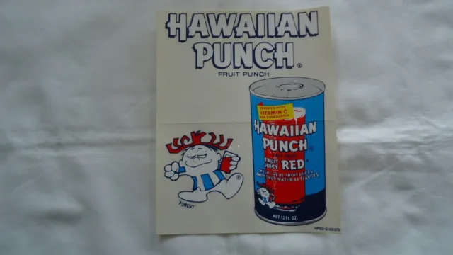 HAWAIIAN PUNCH DECAL Punchy Classic 1970's