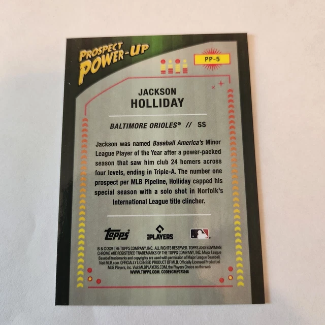 2024 BOWMAN CHROME Prospect Power Up Jackson Holliday Baltimore Orioles