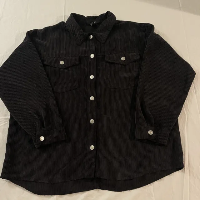 FOREVER 21  Oversized Boxy Corduroy Shirt Jacket Size Large Women’s Black