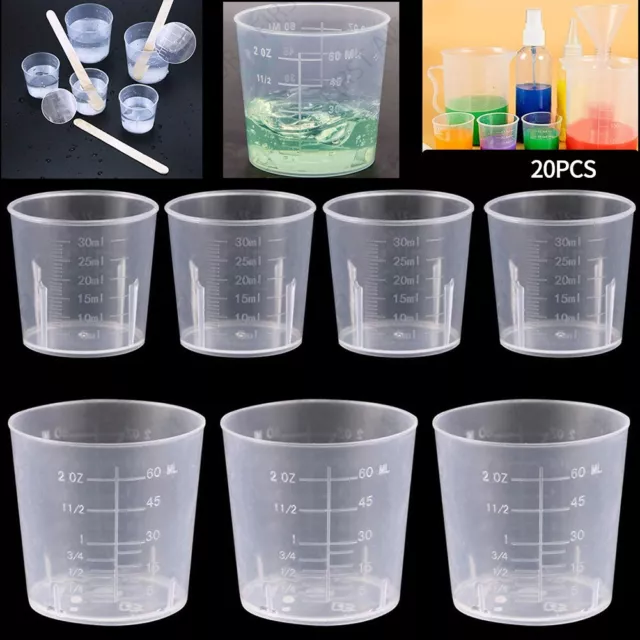 Transparent Measure Cups 20pcs for Liquid Measurement in Lab or Kitchen
