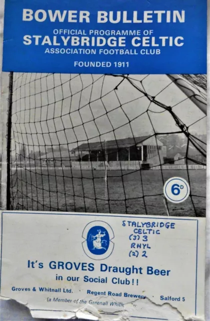 Stalybridge Celtic V Rhyl 22/3/1969 Cheshire County League