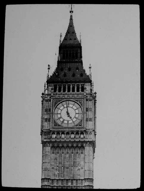 BIG BEN LONDON C1900 OLD PHOTOGRAPH Magic Lantern Slide