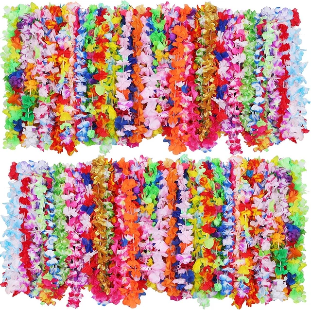 200 Pieces Luau Leis Flowers Necklaces Summer Beach Vacation Pool Luau Party Fav