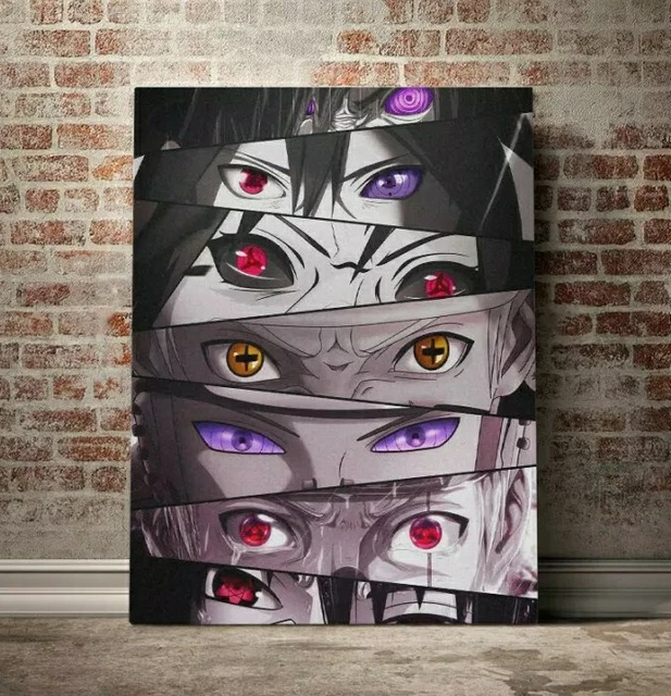 Tableau Déco Naruto 100x70cm - Sharingan - Personnages Sasuke Et Naruto - Toile Prête à Accrocher