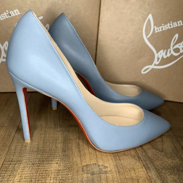 Christian Louboutin Pigalle Glove Leather 100 Avion Blue Pump Womens Size 36 NEW