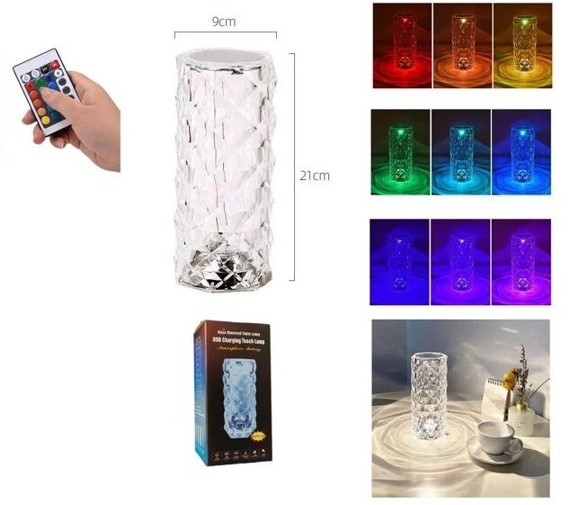 Lampada Da Tavolo Led Ricaricabile Tipo Cristallo Touch Rgb Bar Casa Hotel cir