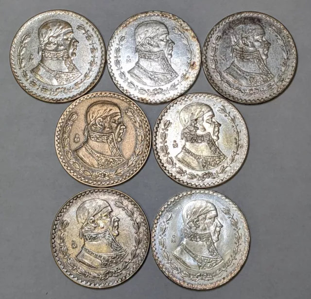 Mexico Silver Pesos 7 Different Date